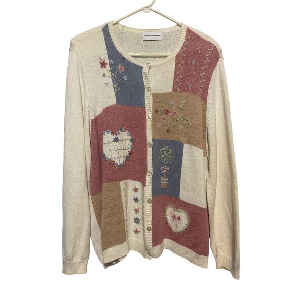 80’s Cottage Grannycore Sweater Large Embroidered Alfred Dunner - Picture 6 of 7